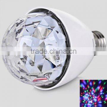Hot Selling Auto Mini Party Induction Light LED Bulbs E27 3W Bulb Full Color RGB LED Plastic Rotating Lamp With Remote Control photo-3