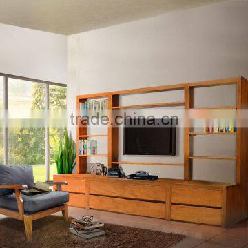 Display cabinet ENTERTAINMENT MINIMALIST natural teak wood furniture