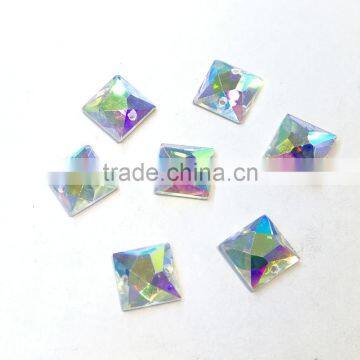 square flat back glass rhinestone with holes for clothing decoration