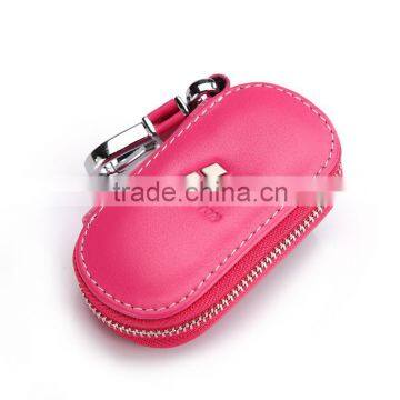 Many Color Top Grain Cowhide Genuine Leather Fashion Men Car Key Case Chains Holder