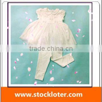 Stock kids clothing Cheap Girls knitted Dress and Pants set closeout wholesaler,140807d