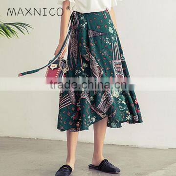 Maxnegio cusual irregular women long maxi chiffon african print skirt