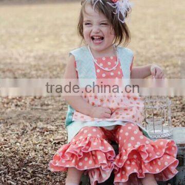 Fashionable Autumn Mustard Pie Girls Boutique Clothing Outfits Girls Ruffle Pants Set photo-3