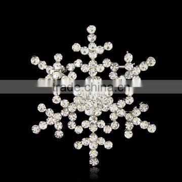 Wholesale women christmas brooch 2016 rhinstone snowflake christmas brooch for wedding