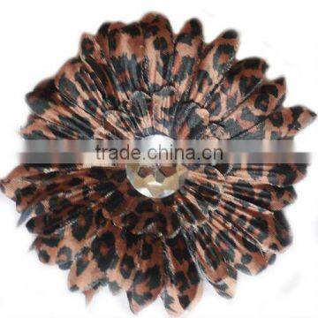 4 inch brown leopard Gerbera Daisy Flower with Acrylic diamond for Girls