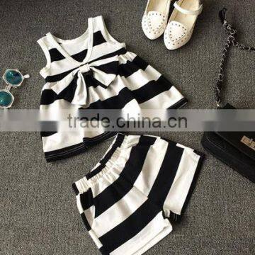 Vintage Baby Clothing Set Black And White Stripes Outfit Bow Tie Apparel photo-6