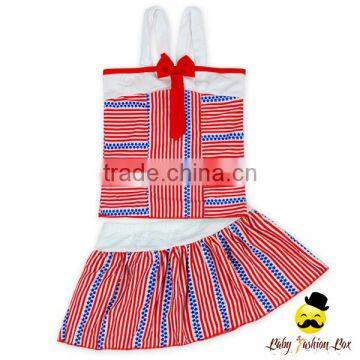 Summer Children Cute Short Dress Strap Striped Young Girl Swimwear Beach Pink Skirt photo-5