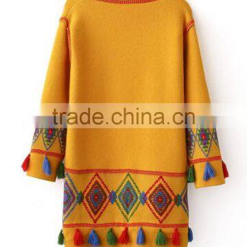 Runwaylover EY1032C Women's Yellow Color Open Thick Knitted Cardigan Cashmere Coat photo-2