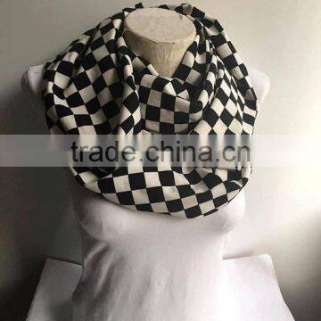 Black and White Checkered Scarf, Checkered Infinity Scarf, Women Accessories, Gift Ideas photo-4