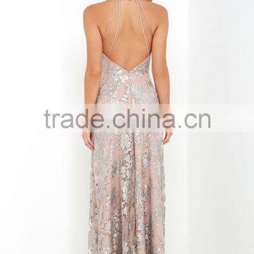 Dress the Population Valentina Silver Sequin Maxi Dress photo-4