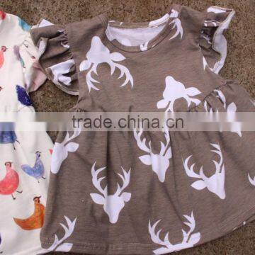Printed Kids T Shirt Chicken Prints Baby Girl Summer Flutter Tunic Kids Shirts photo-4