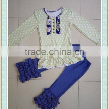 wholesale alibaba very popular children's boutique clothing girl's dotted pattern long sleeve suit