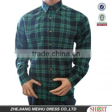 Green checked flannel button down slim fit autumn mens dress shirts