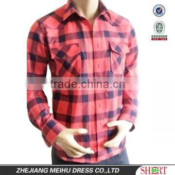 Elegant style Single-brushed Big-plaids Black&White leisure round hem Flannel shirt for men