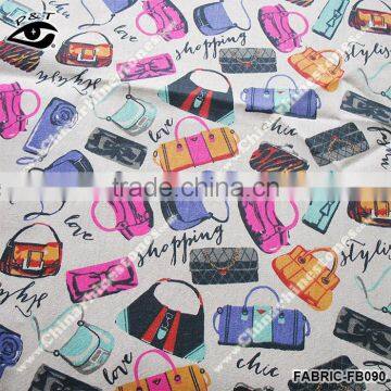 Colorful Bags Pattern Printed Fabric Linen cotton fabric for household