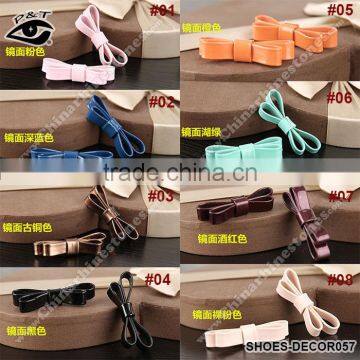 Different Colors Patent Leather Bowknot For Shoe Decorations