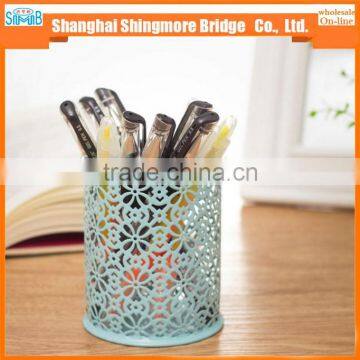 Cheap Wholesale Good Quality Mental Carved Hollow Pen Holder for School and Office