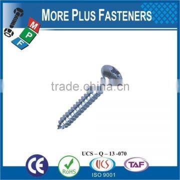 Made in Taiwan Cross Recessed Pan Head Self Tapping Screw DIN 7981 Pozi Drive or Phillips Drive Steel or Stainless Steel