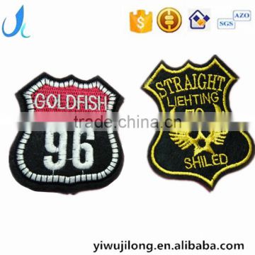 custom hot sell high quality embroidery patch cheap sheild badges for garments