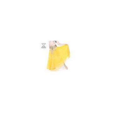 Chiffon Belly Dance Skirt  / Wear , One Piece Dance competition Dress Yellow Color