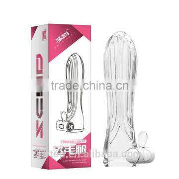 Crystal Sex Vibrating Condom for Men Scud Shape Reusable condoms