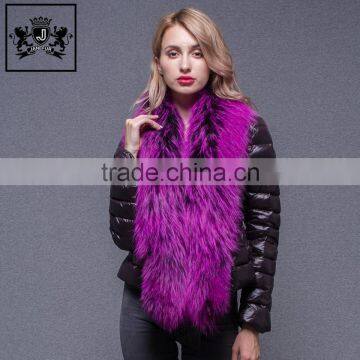 Elegant style big raccoon fur collar down jacket without hood good quality