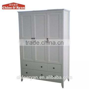 New arrival design modern durable wood rattan wardrobe with 3 doors