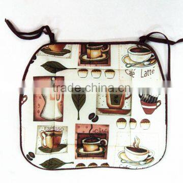 USA Style Chair Pad , Cotton Chair Pad With Coffee And Tea Printed