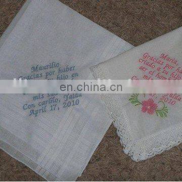 handkerchief with lace edge and embroidery