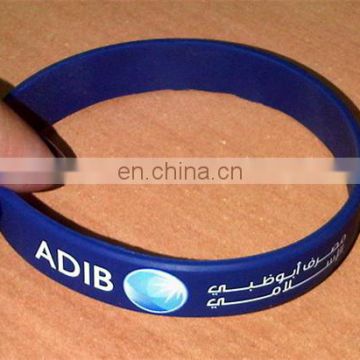 Blue silicone wristbands with glitter printing bracelet