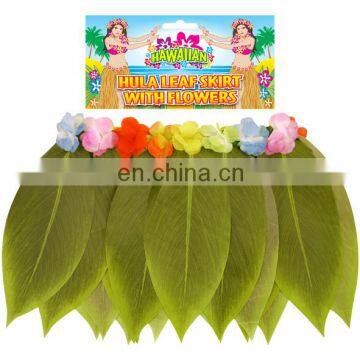 Hawaiian Hula Leaf Skirt with Flowers Adult