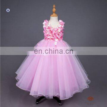 HMY-F0014 Princess Cut Short Puffy Tulle Skirt Pink Fairy Pretty Girl Cute Flower Girl Dress Handmade Flower Top