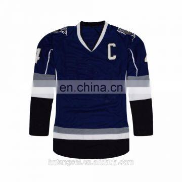 Customized blue tampa bay game jersey embroidered hockey jersey wholesale