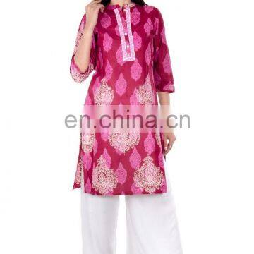 2017 New Design Kurtis Designer 100% Cotton 3/4 sleeve Lady Kurti Manufacturer Jaipur India