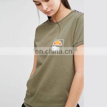 2016 New Product Cotton Short Sleeve Tops Logo Printed Design Women T-shirt