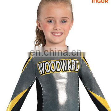 Customized printing youth uniform open neck X back cheerleading uniform top