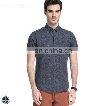 T-MSS501 New 2016 Printed Round Hem Casual Men Shirts