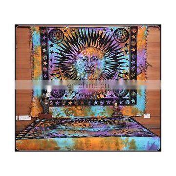 Psychedelic Tie Dye Sun Moon Indian Hippie Tapestry Wall Hanging Tapestries Bohemian Bedspread Ethnic decorative Home art