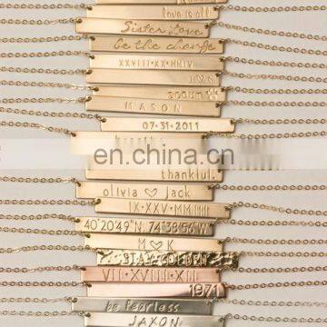 Bar Necklace, Personalized Name Plate Necklace, Gold, Silver, Rose Gold Name Bar Necklace: Layered and Long PERFECT BAR Necklace