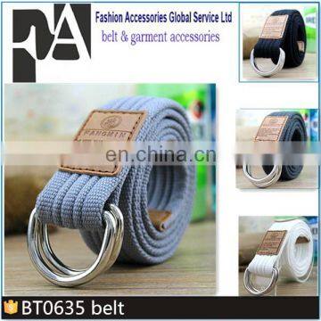 BT0635 Fashion Double D-ring Jeans Belt Fabric Canvas Belt for Men