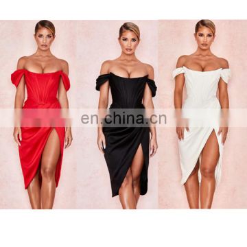 Sexy Satin Party Dress Night Club Women Sleeveless Summer Sundress Solid Bodycon Dress Female