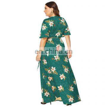 LAITE D2120 Autumn Women Elegant Casual Dresses Women Floral Printed Plus Size Dresses photo-2