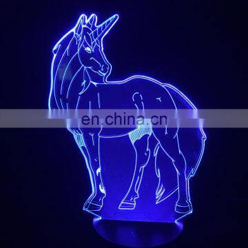 Cute Unicorn LED Night Light Animal Lamp Desk Table Decor For Children Party Bedroom Kids Gifts 3D Horse Lamp photo-5