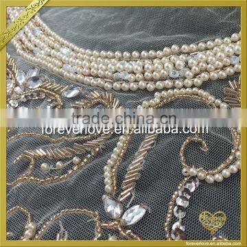 Handmade Flower Shape Beaded Crystal Rhinestone Applique for Dress FHA-054 photo-3