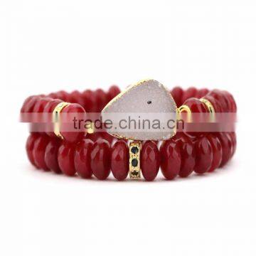 FULL-0346 Luxury gem stone beads druzy pendent bracelet,Semi-precious stone bracelet,Religious bead bracelets