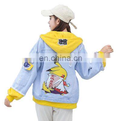 Wholesale Femininity Casual Cowboy hooded student spring and Autumn Jacket