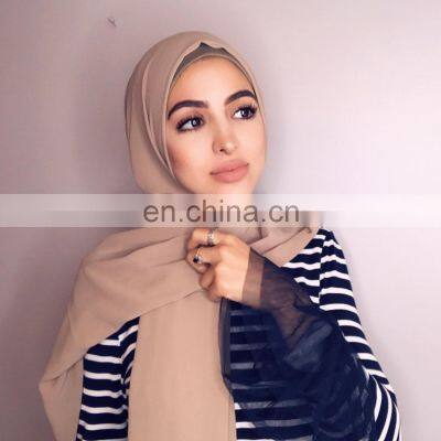 175*75cm Pearl Chiffon Scarf Pure Color Long Scarf Hijab Pure Color Shawl Malay Turban photo-3