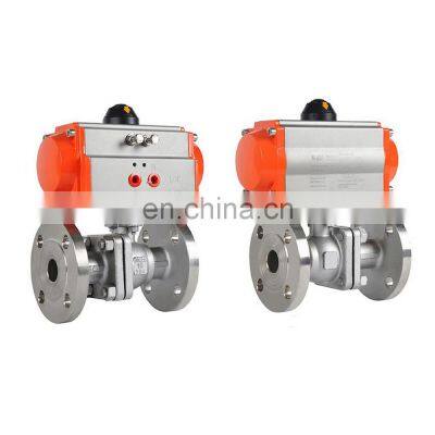 COVNA 2 Way Stainless Steel PTFE Flanged Connection Pneumatic Actuated Ball Valve