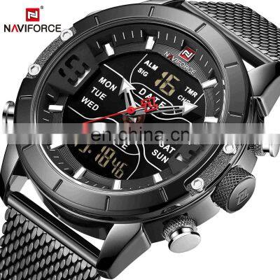 NAVIFORCE 9153 Men Week Time Display Stainless Steel Japan Quartz Business Wristwatch Digital Watches photo-3