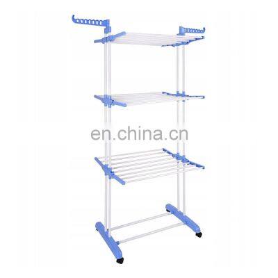 Factory direct supply mobile multi-layer drying rack towel drying rack floor folding three layer drying rack hanger